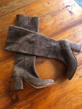 Helmut Lang Suede knee high boots
